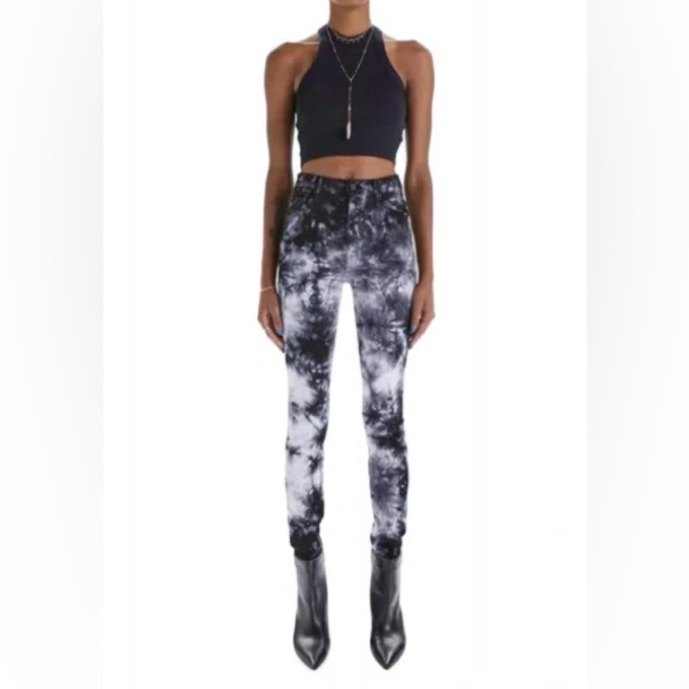 Mother Super Swooner Tie Dye Skinny Jean In Winding Paths Size 24 New